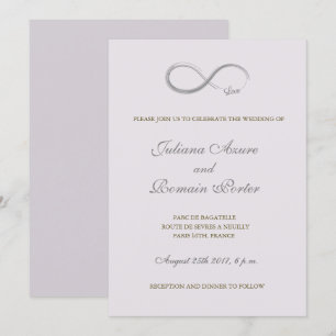 Infinity sign lilac grey violet minimalist Wedding Invitation