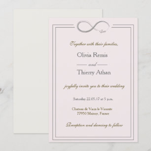 Infinity sign unique blush pink gold grey wedding invitation