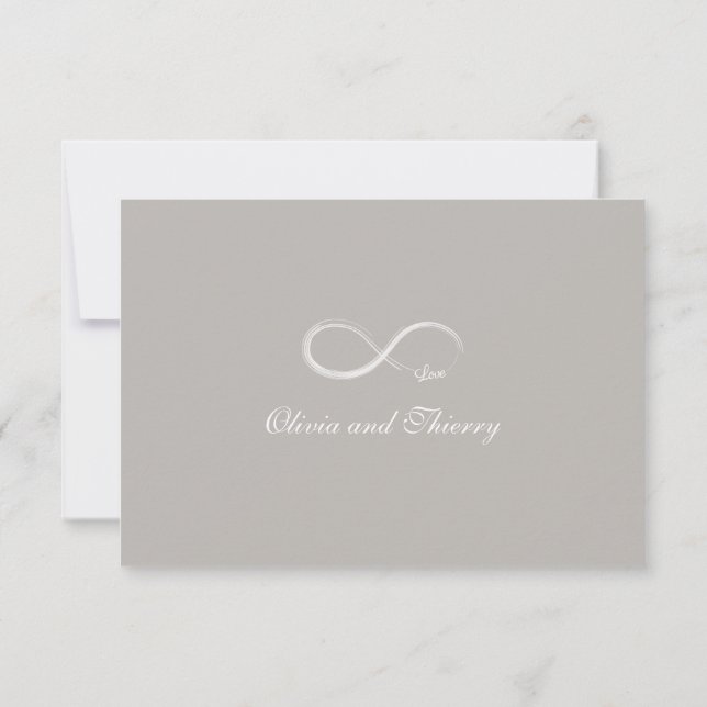 Infinity sign unique grey grey white wedding RSVP Invitation (Back)