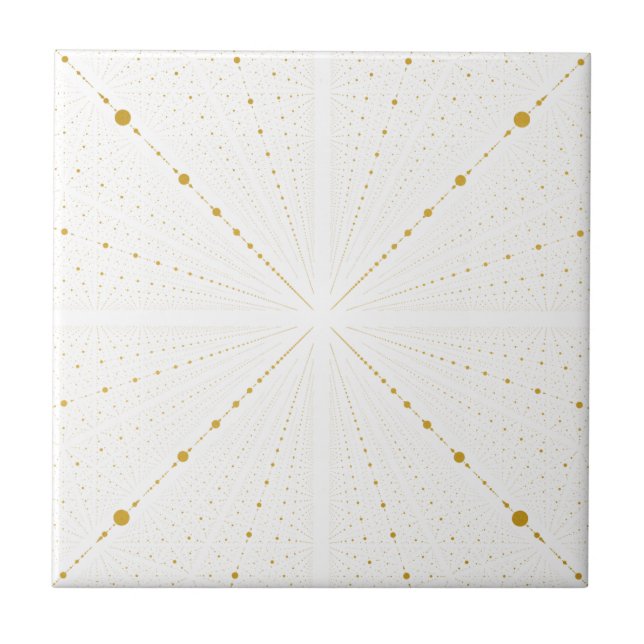 Infinity Space Dots 2 -White and Gold- Tile (Front)