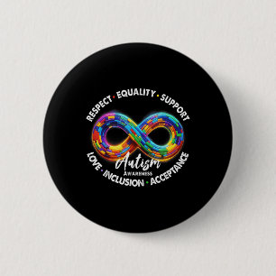 Infinity Symbol Autism Awareness Respect Equality 6 Cm Round Badge