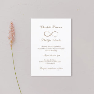 Infinity symbol Elegant Gold White Grey Wedding Invitation