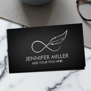 Infinity Symbol Feather - Line Art  Business Card