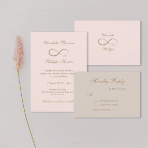 Infinity symbol Gold Blush Pink wedding RSVP Invitation