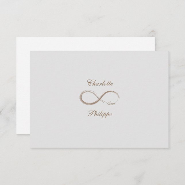 Infinity Symbol Gold White Grey Wedding RSVP Invitation (Front/Back)