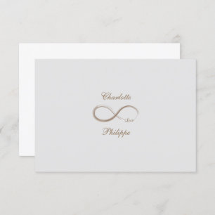 Infinity Symbol Gold White Grey Wedding RSVP Invitation
