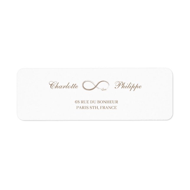 Infinity Symbol Gold White Wedding Address Label (Front)