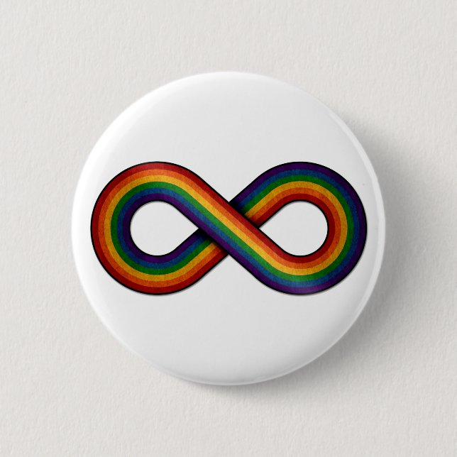 Infinity Symbol in LGBTQ Pride Rainbow Flag 6 Cm Round Badge (Front)