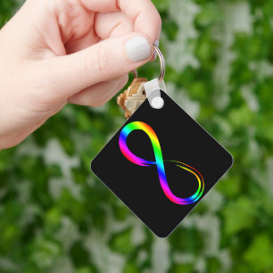 Infinity Symbol Lgbt Gay Pride Rainbow Black Key Ring