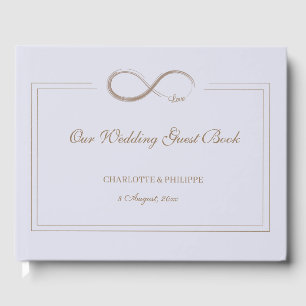Infinity Symbol Lilac Grey Gold Wedding Guest Book