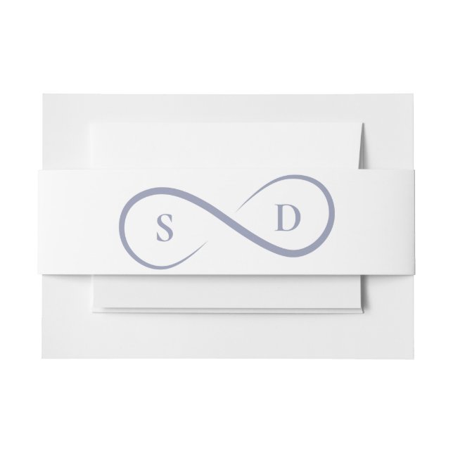 Infinity Symbol Minimalist Powder Blue Wedding Invitation Belly Band (Front Example)