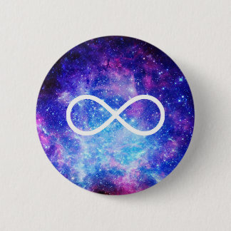Infinity symbol nebula 6 cm round badge