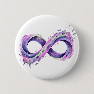 Infinity Symbol Neurodiversity Autism ADHD Galaxy  6 Cm Round Badge