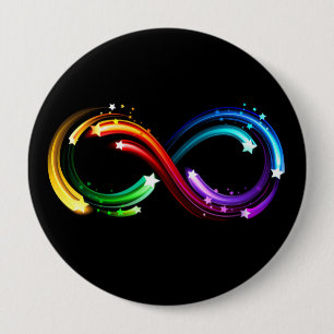 Infinity symbol of rainbow comets 10 cm round badge