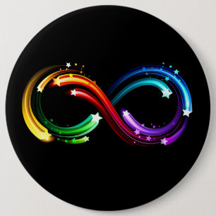 Infinity symbol of rainbow comets 6 cm round badge