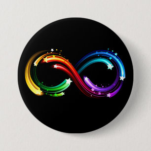 Infinity symbol of rainbow comets 7.5 cm round badge