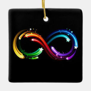 Infinity symbol of rainbow comets ceramic ornament