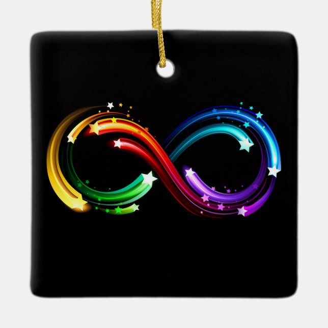 Infinity symbol of rainbow comets ceramic ornament (Front)