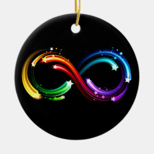 Infinity symbol of rainbow comets ceramic tree decoration