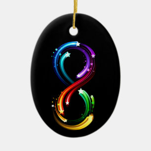 Infinity symbol of rainbow comets ceramic tree decoration