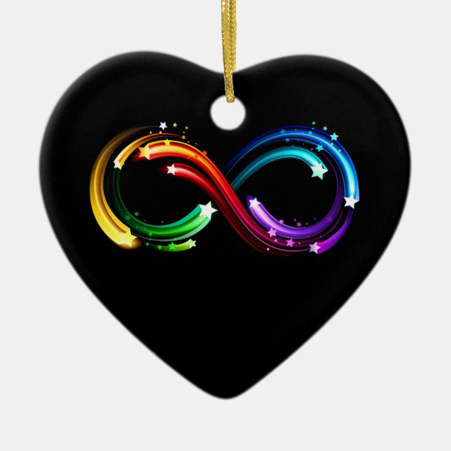 Infinity symbol of rainbow comets ceramic tree decoration (Front)