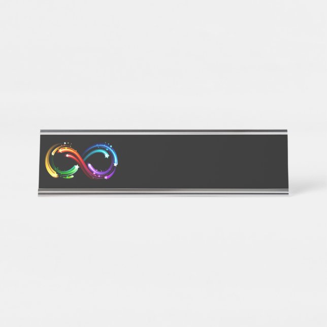 Infinity symbol of rainbow comets desk name plate (Front)
