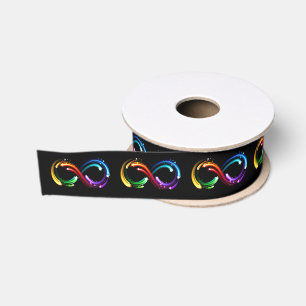 Infinity symbol of rainbow comets grosgrain ribbon