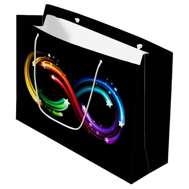 Infinity symbol of rainbow comets large gift bag (Front Angled)