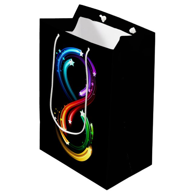 Infinity symbol of rainbow comets medium gift bag (Front Angled)