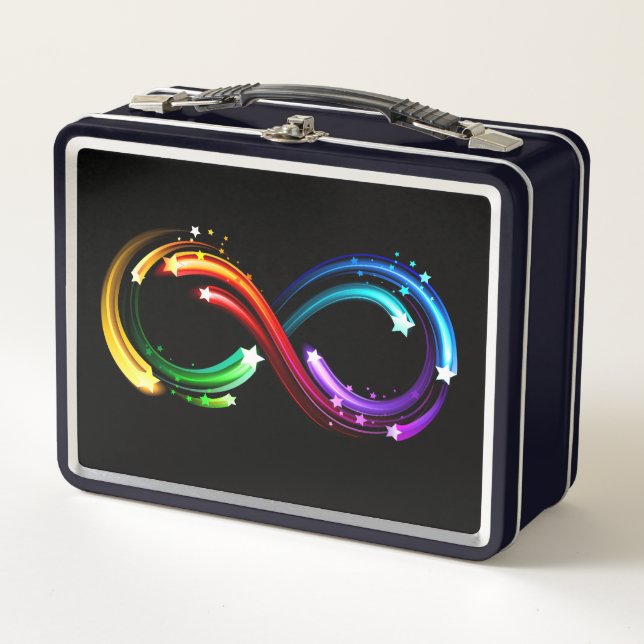 Infinity symbol of rainbow comets metal lunch box (Front)