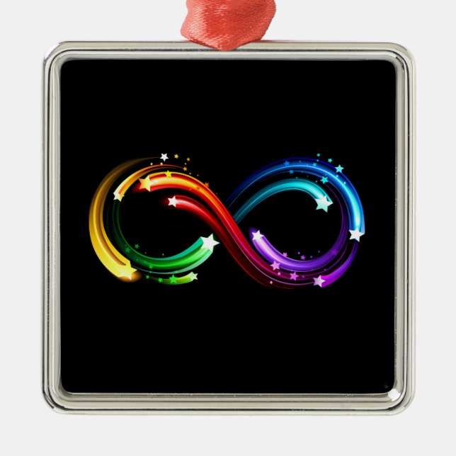 Infinity symbol of rainbow comets metal tree decoration (Front)