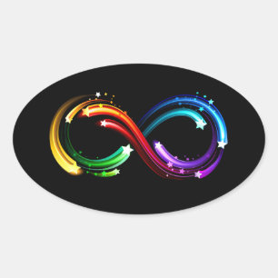 Infinity symbol of rainbow comets oval sticker