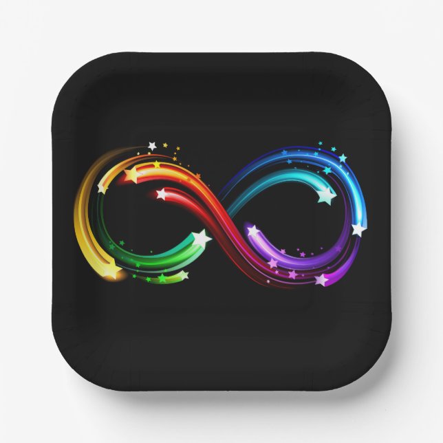 Infinity symbol of rainbow comets paper plate (Front)