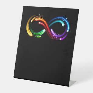 Infinity symbol of rainbow comets pedestal sign