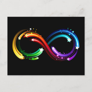 Infinity symbol of rainbow comets postcard