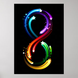 Infinity symbol of rainbow comets poster