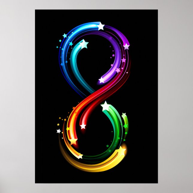 Infinity symbol of rainbow comets poster (Front)