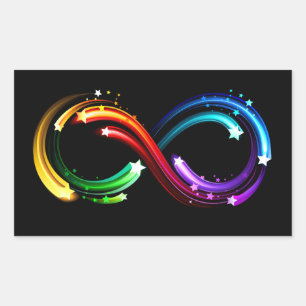 Infinity symbol of rainbow comets rectangular sticker