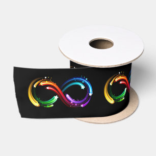 Infinity symbol of rainbow comets satin ribbon