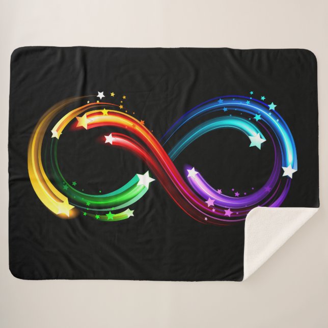 Infinity symbol of rainbow comets sherpa blanket (Front (Horizontal))
