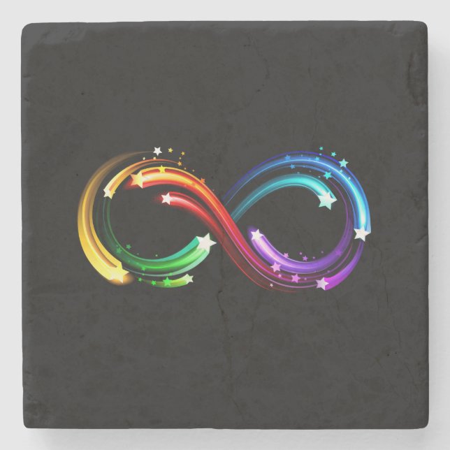 Infinity symbol of rainbow comets stone coaster (Front)