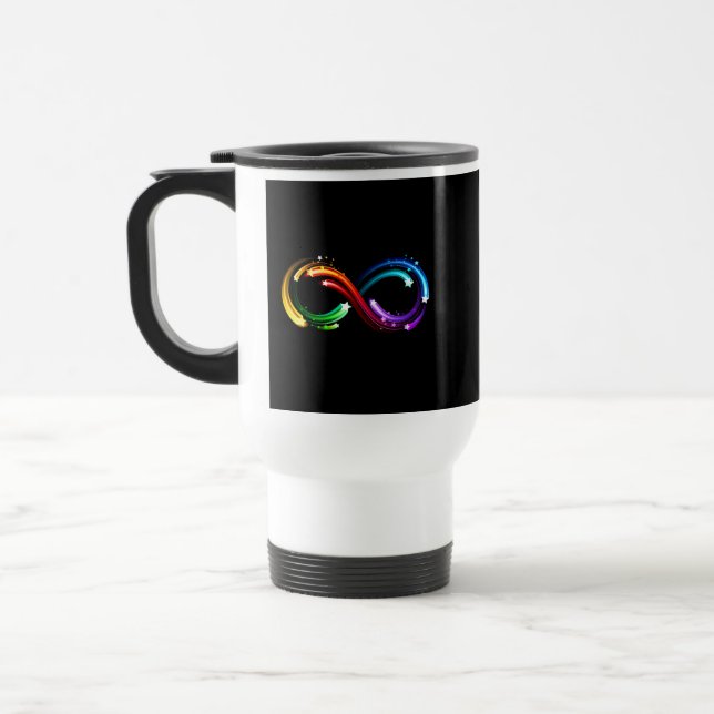 Infinity symbol of rainbow comets travel mug (Left)