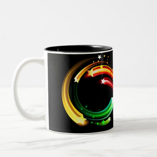 Infinity symbol of rainbow comets Two-Tone coffee mug (Left)