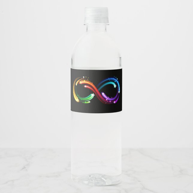 Infinity symbol of rainbow comets water bottle label (Front)