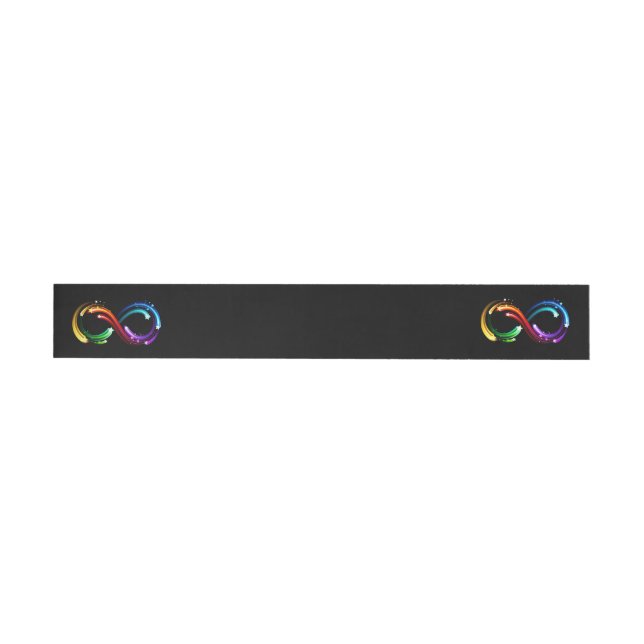 Infinity symbol of rainbow comets wrap around label (Individual)