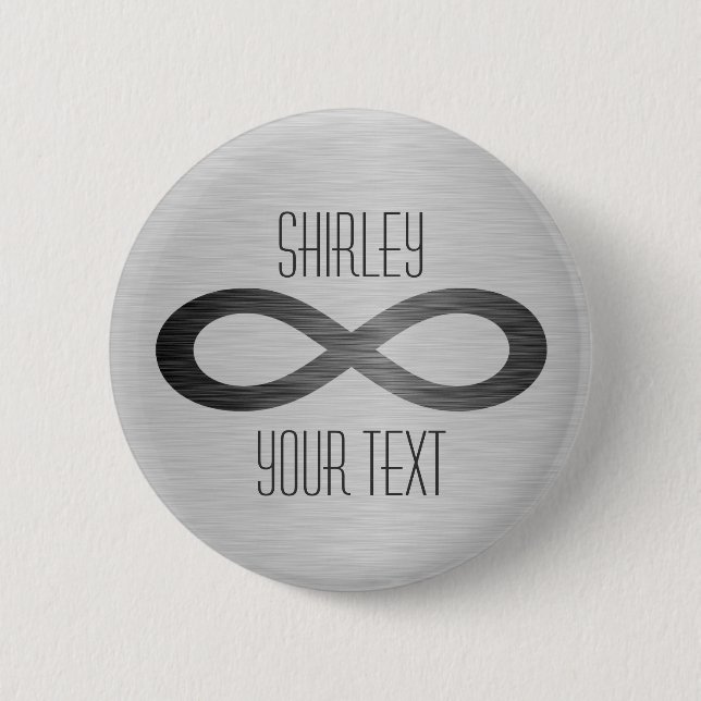 Infinity Symbol On Faux Metal Texture by STaylor 6 Cm Round Badge (Front)