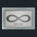 Infinity Symbol On Faux Metal Texture by STaylor Belt Buckle<br><div class="desc">Infinity symbol on metal brushed texture belt buckle. Delete or change sample text,  font,  font colour,  font size to your choice. Images can be rotated,  deleted or re-sized. Images Copyright © Shirley Taylor. All Rights Reserved.</div>
