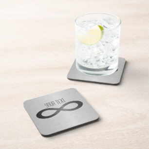 Infinity Symbol On Faux Metal Texture by STaylor Coaster