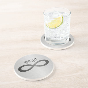Infinity Symbol On Faux Metal Texture by STaylor Coaster