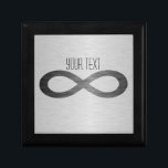 Infinity Symbol On Faux Metal Texture by STaylor Gift Box<br><div class="desc">Infinity symbol on brushed metal texture gift/trinket box. Delete or change sample text,  font,  font colour,  font size to your choice. Images can be rotated,  deleted or re-sized. Images Copyright © Shirley Taylor. All Rights Reserved.</div>